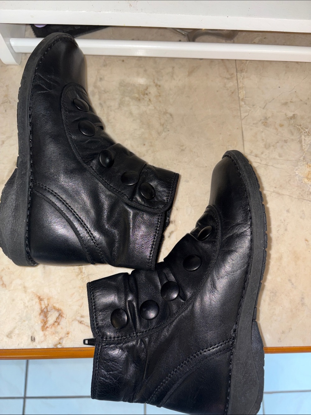 Miz Mooz-black Leather Ankle Boots - Picture 3 of 9